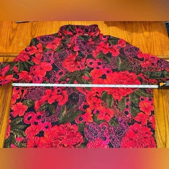 Vintage red floral button down blouse size:L. Antels MXM - Picture 2 of 6
